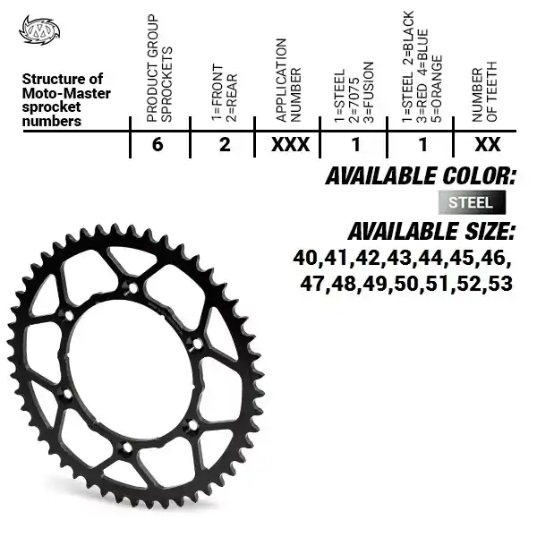Exclusief MOTO MASTER - REAR STEEL ULTRALIGHT 49T - Sprockets - 520