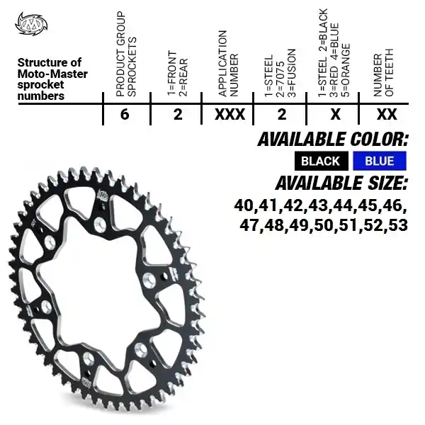 Rechtstreeks Van De Fabrikant MOTO MASTER - REAR ALU 50T - Sprockets - BLUE, 520