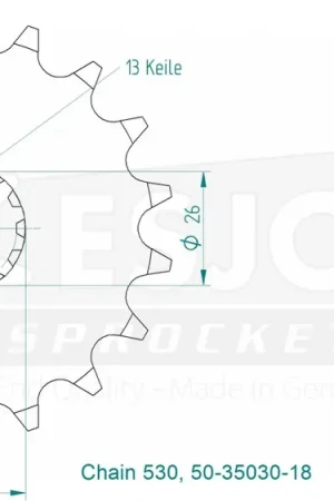 ESJOT - FRONT 18T, 530 - Sprockets - Compatibiliteit met Triumph Premium