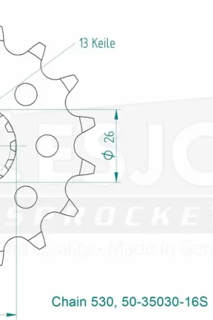 ESJOT - FRONT 16T, LIGHT, 530 - Sprockets - Compatibel met Triumph Snelle Levering