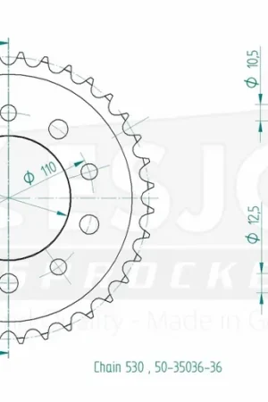 ESJOT - REAR STEEL 36T, 530 - Sprockets - Geschikt voor Honda en Triumph Meest Verkocht