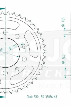 ESJOT - REAR STEEL 43T, 530 - Sprockets - Geschikt voor Honda en Triumph Bestel Nu
