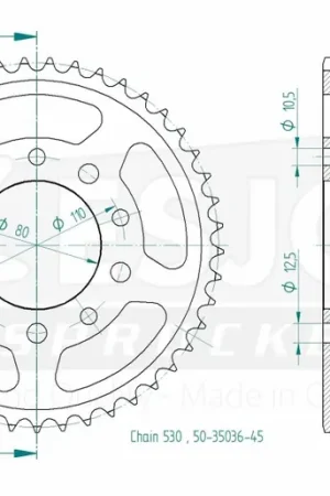 Snelle Levering ESJOT - REAR STEEL 45T, 530 - Sprockets - Geschikt voor Honda en Triumph