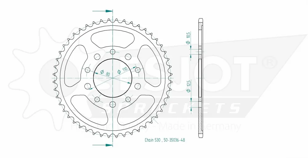 Goedkoop ESJOT - REAR STEEL 48T, 530 - Sprockets - Staal