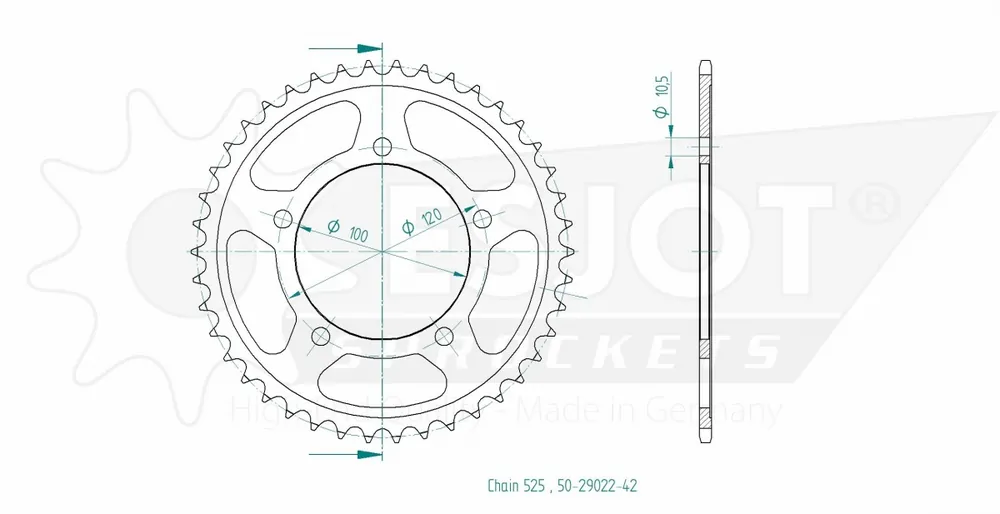 In De Mode ESJOT - REAR STEEL 42T, 525 - Sprockets - Hoogwaardige staalconstructie