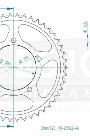 ESJOT - REAR STEEL 46T, 525 - Sprockets - Staal 46T Populair