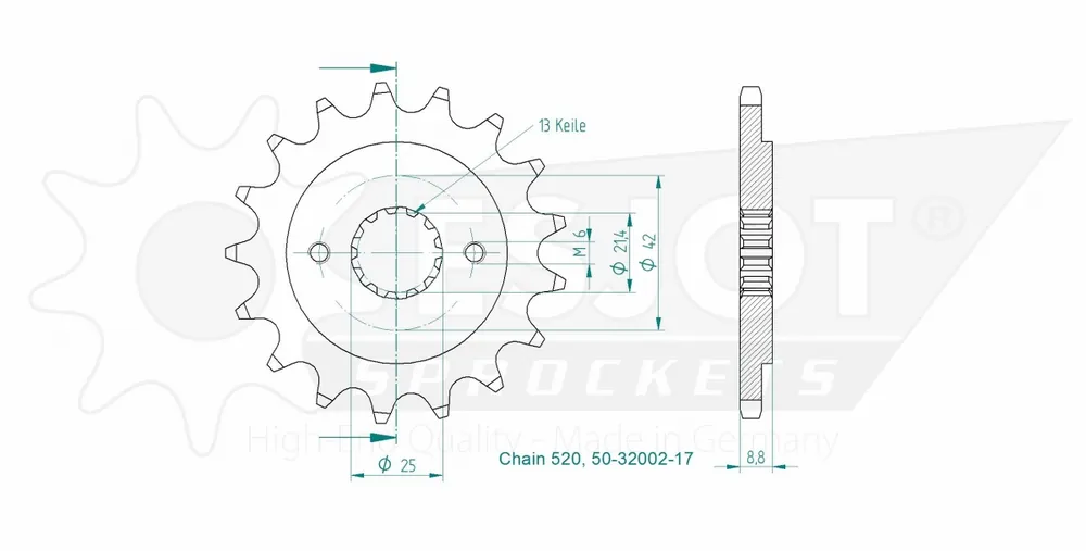 ESJOT - FRONT 17T, 520 - Sprockets - 17T Goedkoop