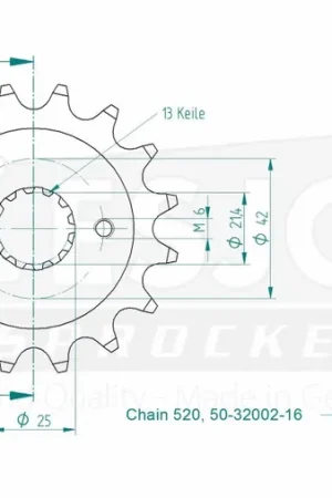 Meest Verkocht ESJOT - FRONT 16T, 520 - Sprockets - Kwaliteitsmateriaal