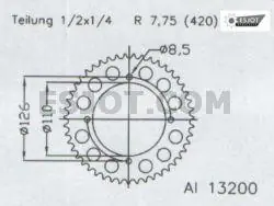 ESJOT - REAR ALU 48T, 420 - Sprockets - Alu 48T Plaats Bestelling