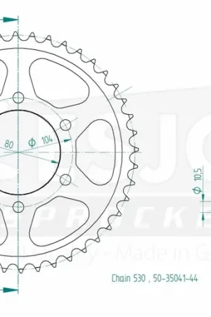 Geld-Terug-Garantie ESJOT - REAR STEEL 44T, 530 - Sprockets - Staalconstructie