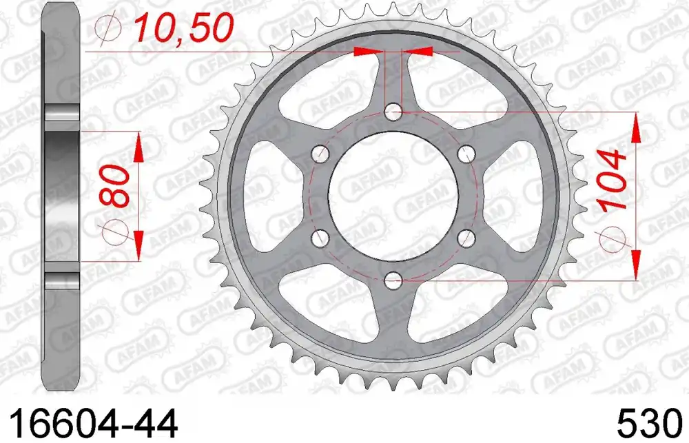 AFAM - REAR STEEL 44T, 530 - Sprockets - Staal Exclusief