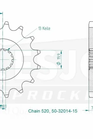 Op = Op ESJOT - FRONT 15T, 520 - Sprockets - 15 tanden