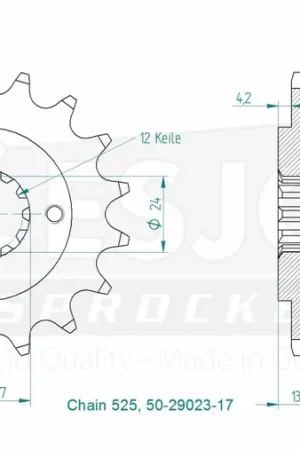 ESJOT - FRONT 17T, 525 - Sprockets - 17 Tanden Ambachtelijk