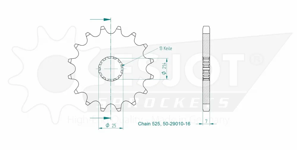 Beste Prijs ESJOT - FRONT 16T, 525 - Sprockets - 16T
