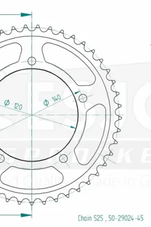 ESJOT - REAR STEEL 45T, 525 - Sprockets - Staal 45T Beperkt Aanbod
