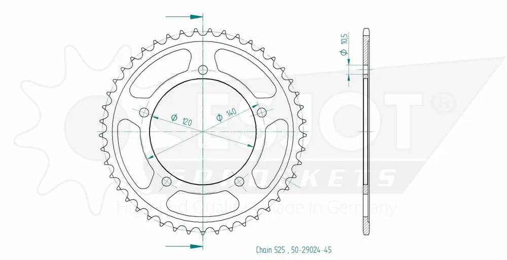 ESJOT - REAR STEEL 45T, 525 - Sprockets - Staal 45T Beperkt Aanbod