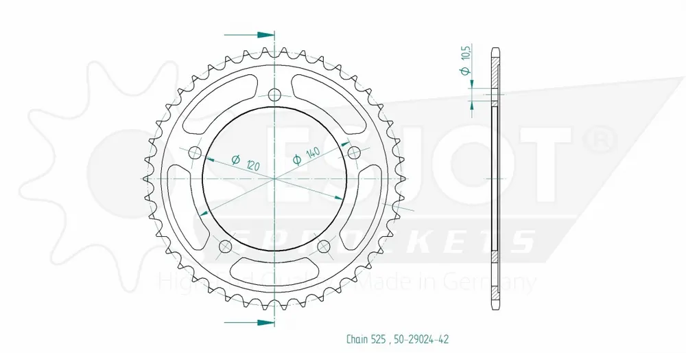 ESJOT - REAR STEEL 42T, 525 - Sprockets - Duurzaam Staal Topkwaliteit