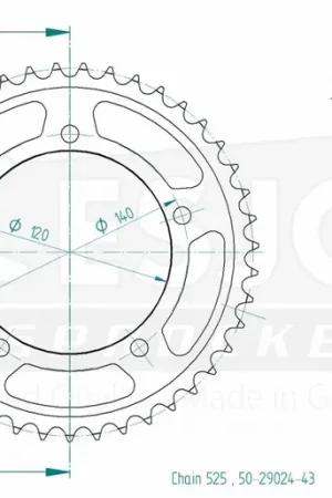 Exclusieve Aanbieding ESJOT - REAR STEEL 43T, 525 - Sprockets - Staal