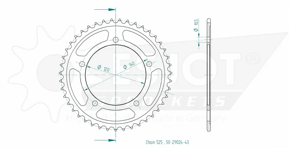 Exclusieve Aanbieding ESJOT - REAR STEEL 43T, 525 - Sprockets - Staal