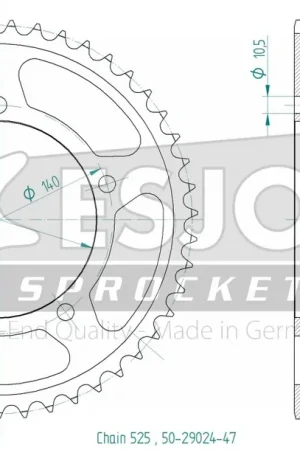ESJOT - REAR STEEL 47T, 525 - Sprockets - Staal 47T Flitsaanbieding