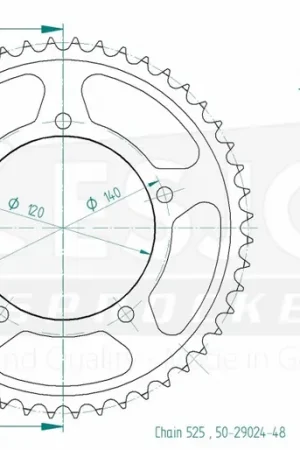 ESJOT - REAR STEEL 48T, 525 - Sprockets - Stalen ontwerp Superprijs