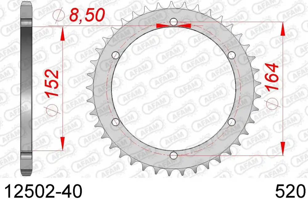Bestseller AFAM - REAR STEEL 40T, 520 - Sprockets - Geschikt voor Yamaha