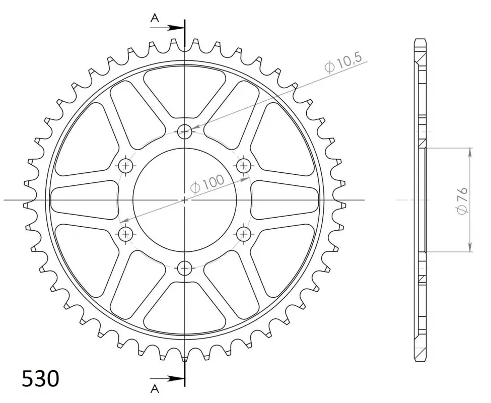 Dagaanbieding SUPERSPROX - REAR STEEL 45T, BLACK, 530 - Sprockets - Stevig en Betrouwbaar