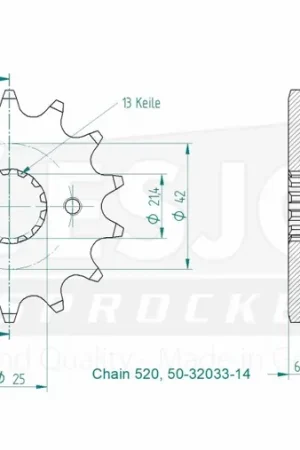 Bestseller ESJOT - FRONT 14T, 520 - Sprockets - 14T
