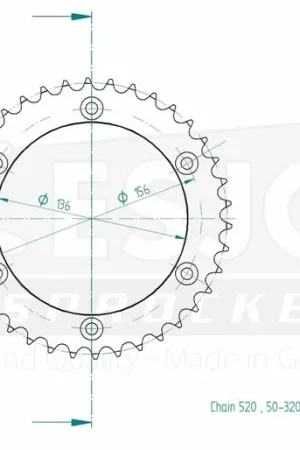 Favoriet ESJOT - REAR STEEL 38T, 520 - Sprockets - Stalen constructie
