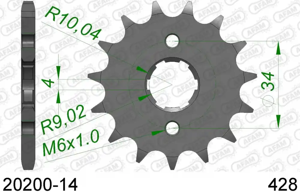 Alleen Vandaag AFAM - FRONT 14T, 428 - Sprockets - 14T voor 428 ketting