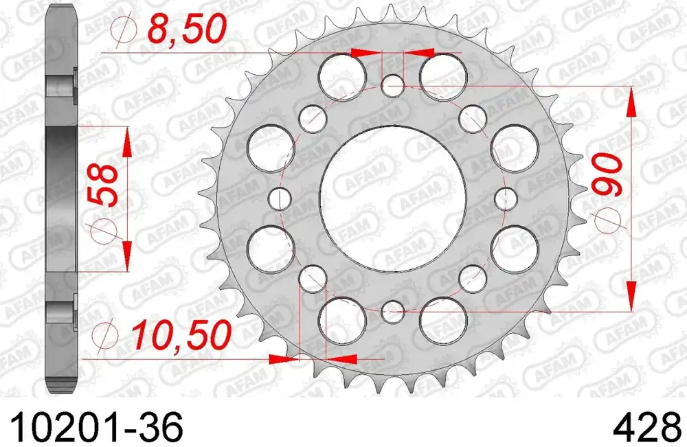Exclusieve Aanbieding AFAM - REAR STEEL 36T, 428 - Sprockets - Staal