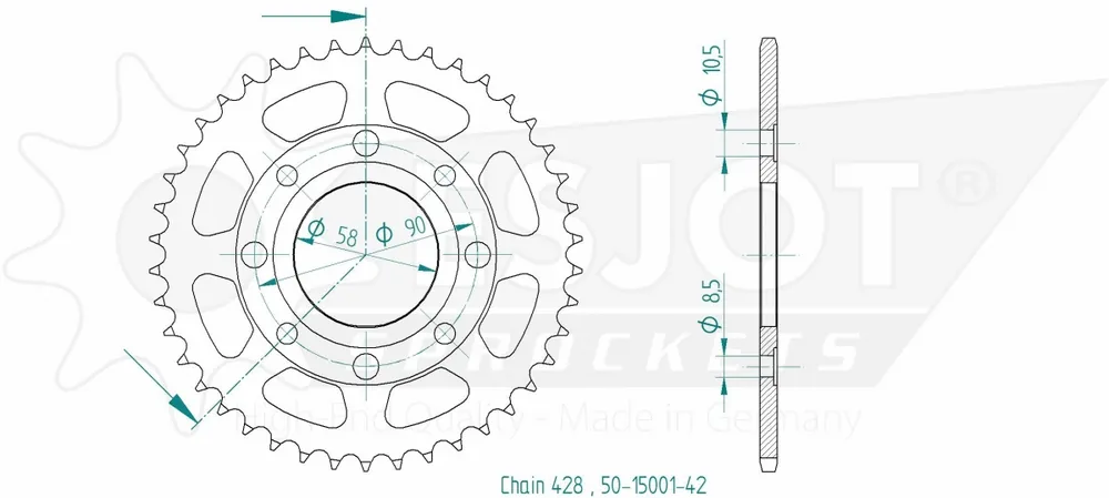 ESJOT - REAR STEEL 42T, 428 - Sprockets - Geschikt voor Honda modellen Nieuw Model