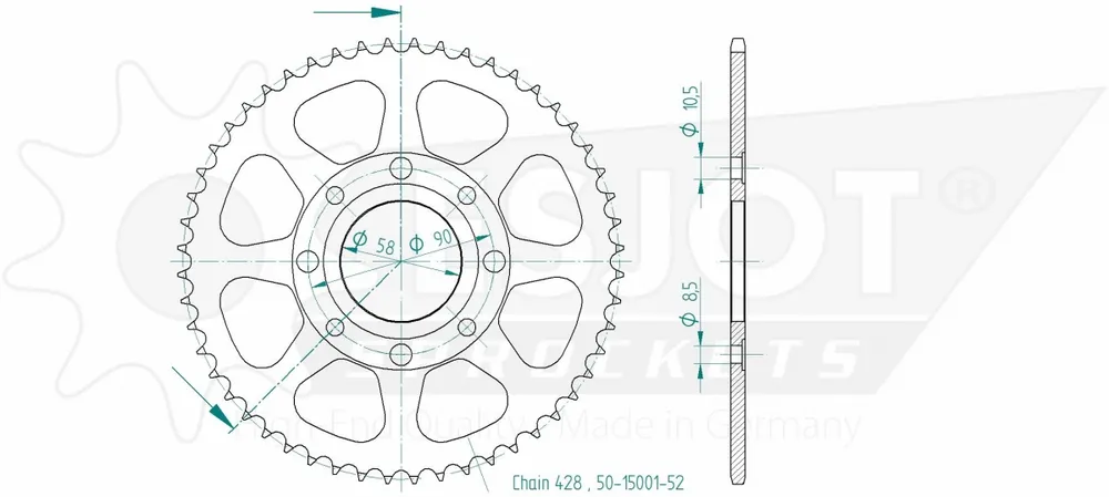 Budget ESJOT - REAR STEEL 52T, 428 - Sprockets - Geschikt voor diverse Honda modellen