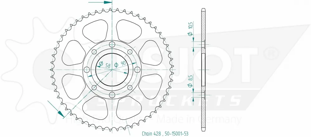 ESJOT - REAR STEEL 53T, 428 - Sprockets - Duurzaam Staal Actieprijs