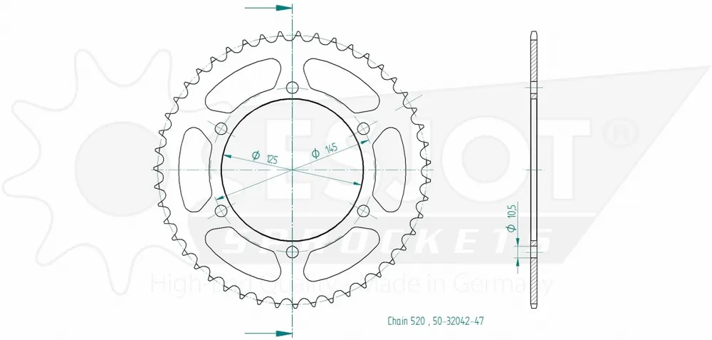 ESJOT - REAR STEEL 47T, 520 - Sprockets - Hoge kwaliteit Bestseller