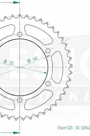 ESJOT - REAR STEEL 45T, 520 - Sprockets - Compatibel met Yamaha Favoriet