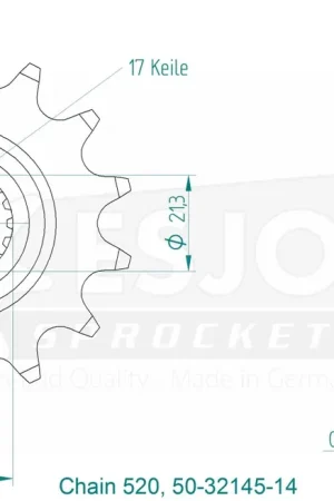 Koopje ESJOT - FRONT 14T, 520 - Sprockets - 14T, 520