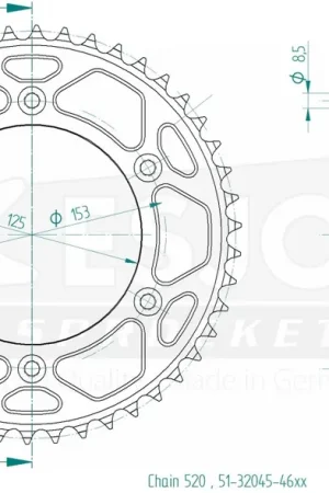 Lage Kosten ESJOT - REAR ALU 46T, 520 - Sprockets - Lichtgewicht en duurzaam