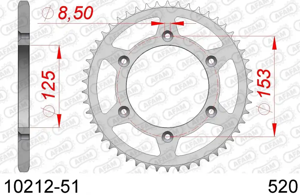 AFAM - REAR STEEL 51T, 520 - Sprockets - Staalconstructie Koopje