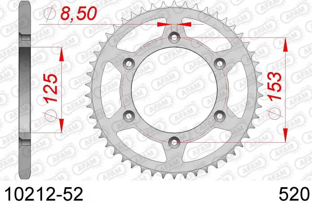 AFAM - REAR STEEL 52T, 520 - Sprockets - Duurzaam en veelzijdig Nu Kopen