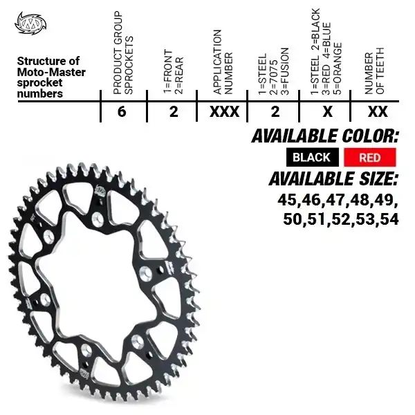 MOTO MASTER - REAR ALU 50T - Sprockets - BLACK 520 Nieuwe Collectie