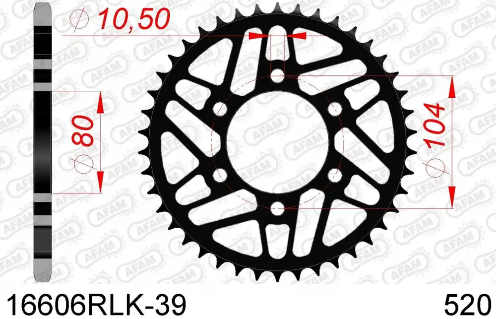AFAM - REAR STEEL 39T, 520 - Sprockets - Staal Merkproduct