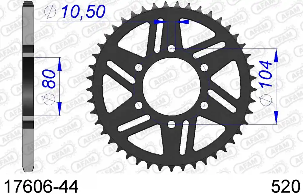 AFAM - REAR ALU 44T, 520 - Sprockets - Geschikt voor Kawasaki Hete Deal