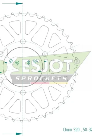 Merkproduct ESJOT - REAR STEEL 43T, 520 - Sprockets - Compatibiliteit met Kawasaki