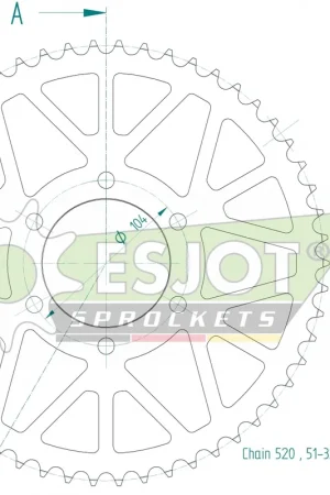 ESJOT - REAR ALU 54T, 520 - Sprockets - Lichtgewicht Direct Verzonden