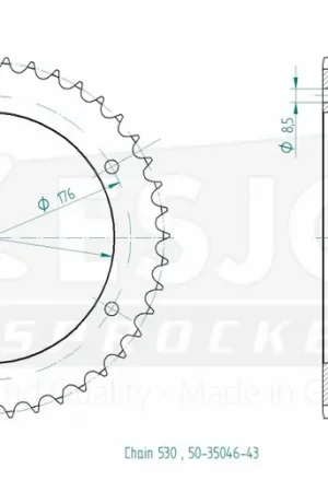 Goedkoop ESJOT - REAR STEEL 43T, 530 - Sprockets - Hoogwaardige kwaliteit