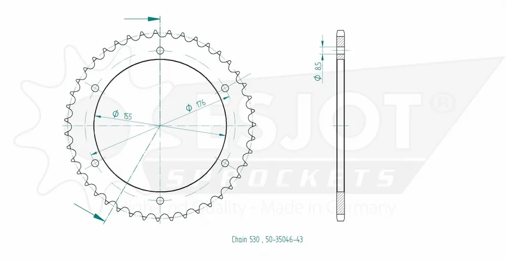 Goedkoop ESJOT - REAR STEEL 43T, 530 - Sprockets - Hoogwaardige kwaliteit