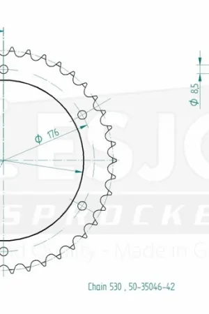 Laatste Kans ESJOT - REAR STEEL 42T, 530 - Sprockets - Compatibel met Triumph