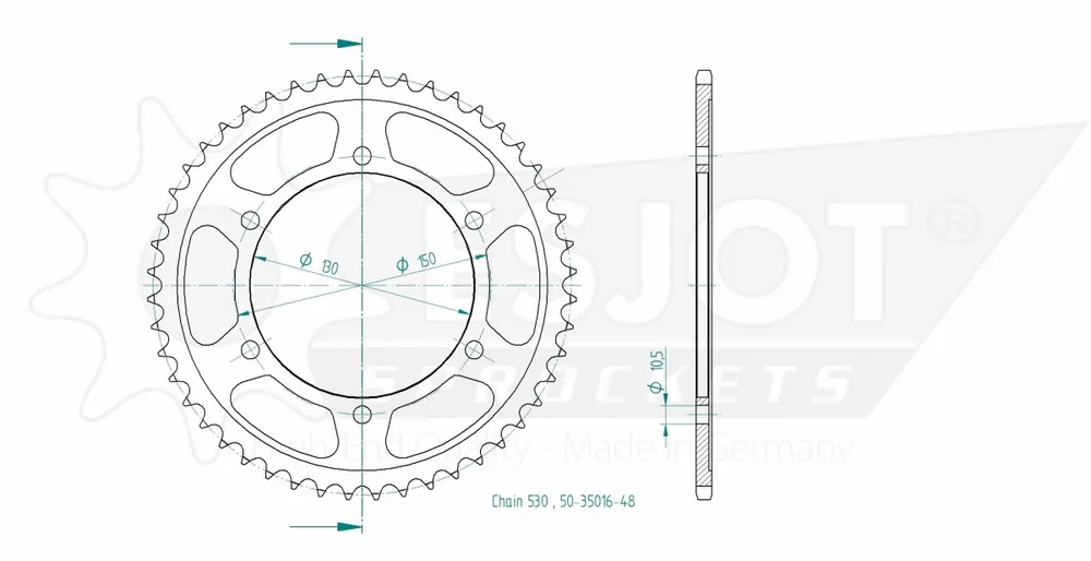 ESJOT - REAR STEEL 48T, 530 - Sprockets - Compatibel met Yamaha Luxe
