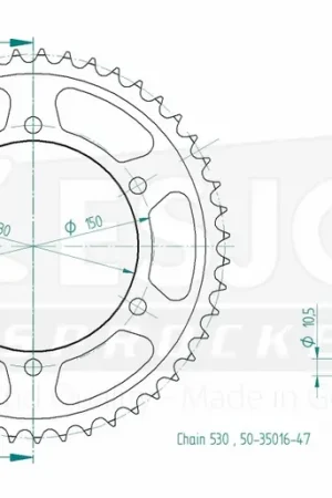 Wereldwijde Verzending ESJOT - REAR STEEL 47T, 530 - Sprockets - Kwaliteitsstaal
